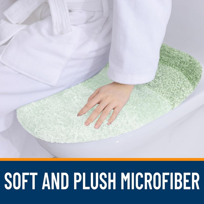 OLANLY Soft Microfiber Bathroom Toilet Lid Cover, Machine Washable Covers, 17.5x15, Stays in Place Rubber Backing, Fits Most Round, Elongated and Oblong Lids, Accessories Decor, Sage Green - Image 2